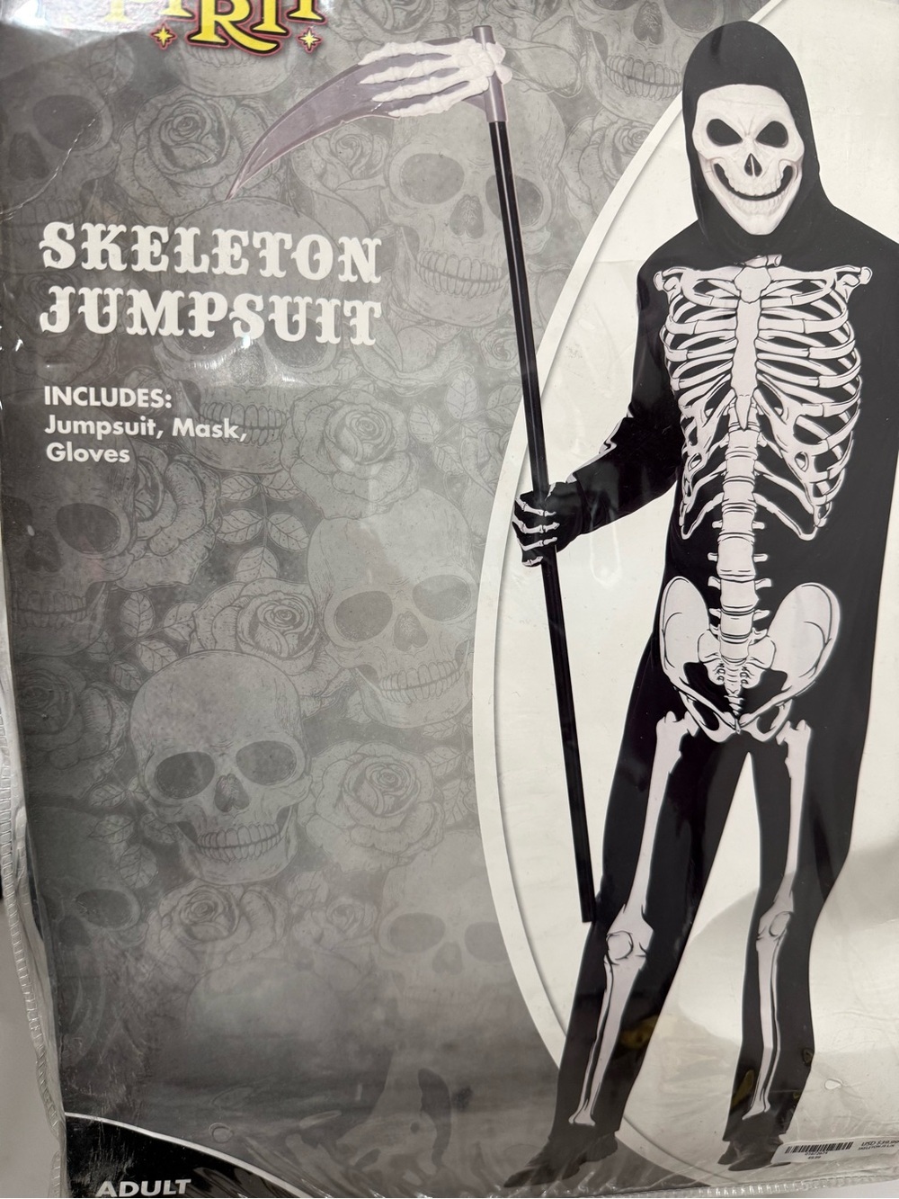 Spirit Halloween Adult Skeleton Jumpsuit Costume – Size LG/XL